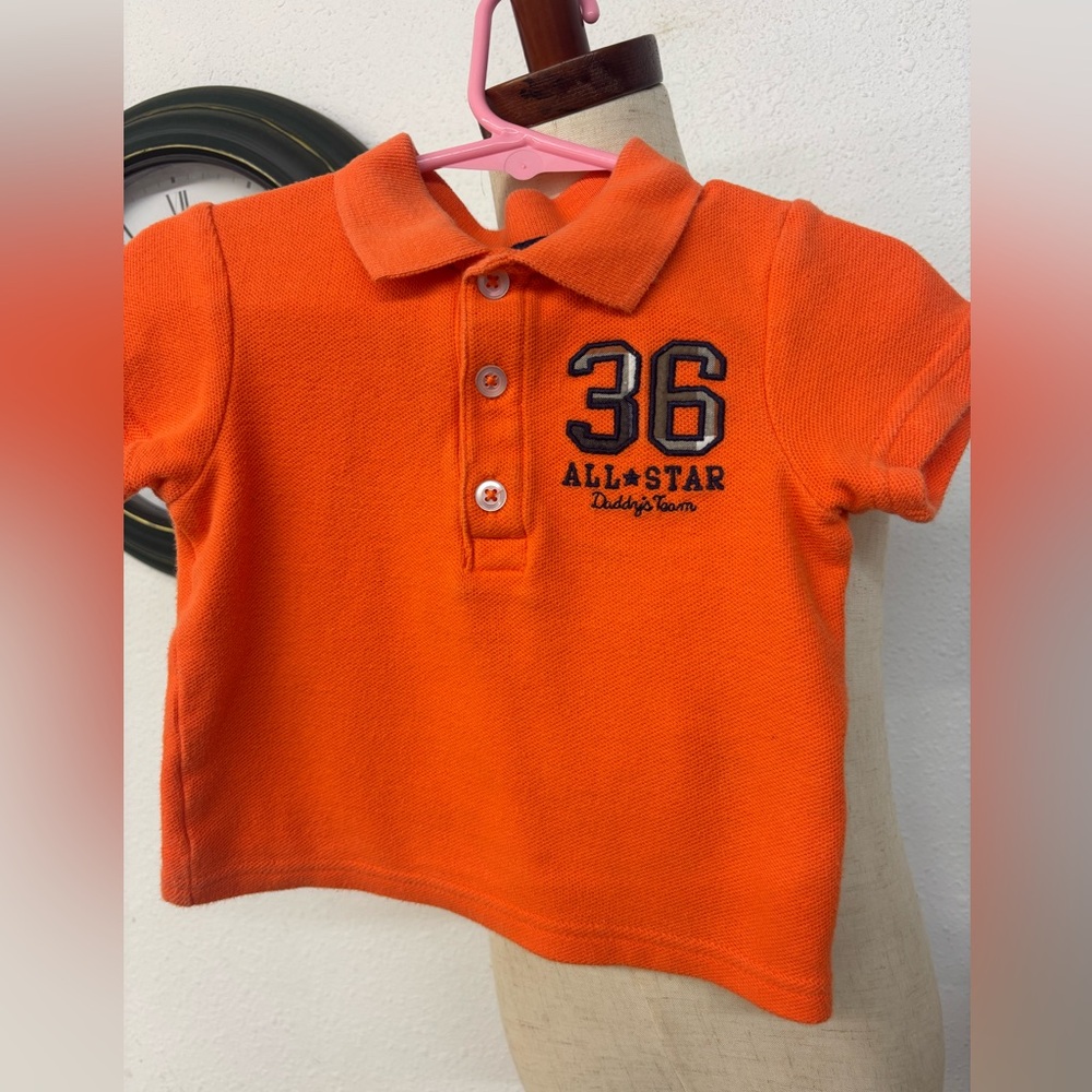 Early 2000’s Carter's Vibrant Orange Polo with All Star Patch
